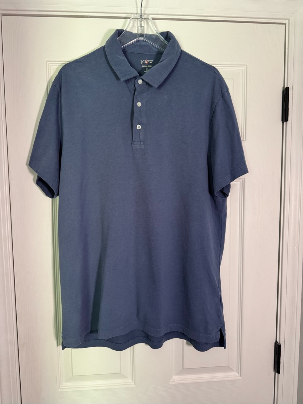J. Crew Men's Sueded Cotton Polo in Slate Blue
